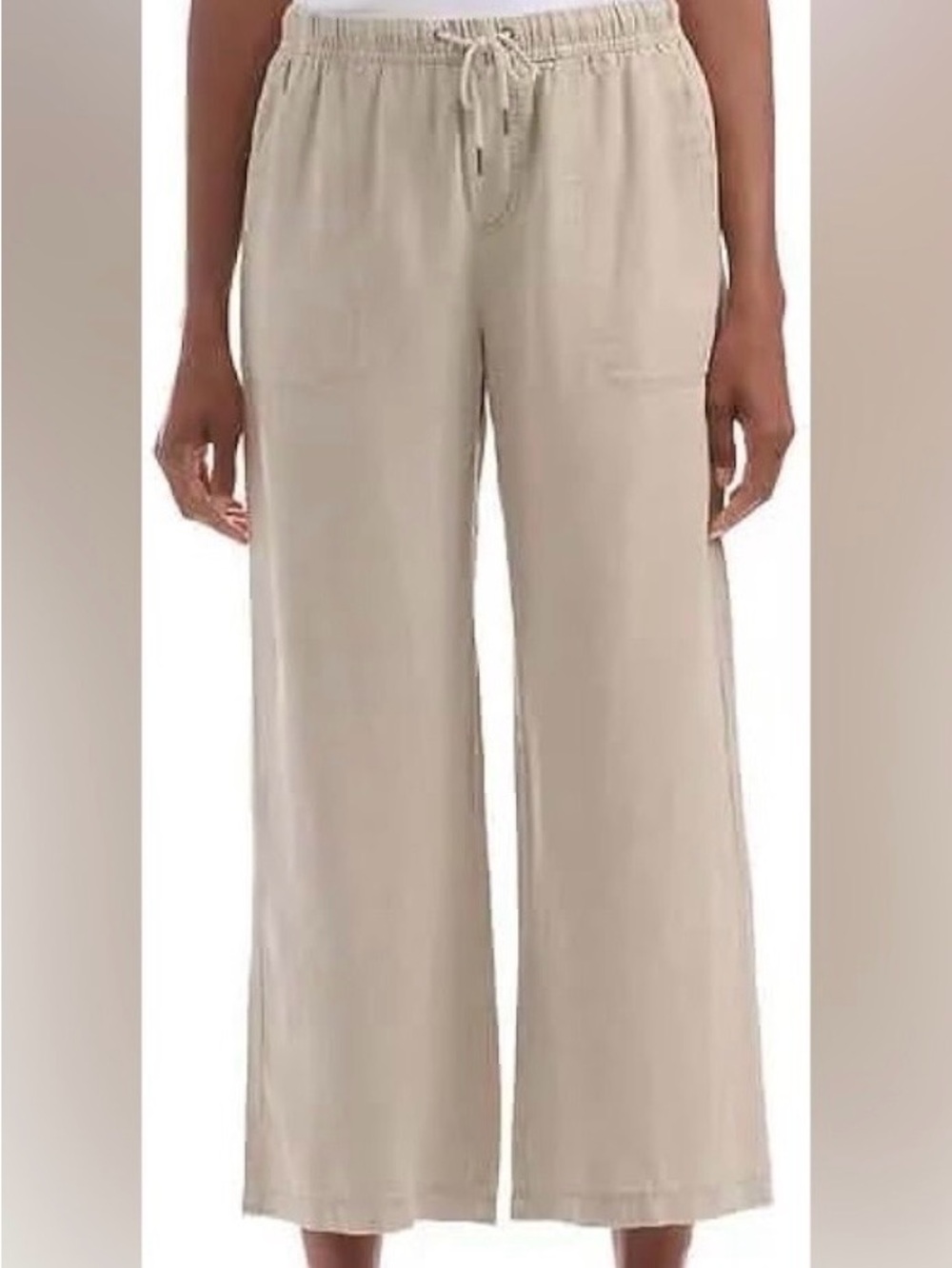 NWT Splendid Women Costco Khaki Beige Wide-Leg Drawstring Ankle Pants